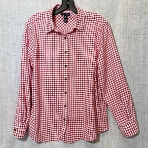 Lands End women’s red and white plaid. Size 14p  100% Baumwolle